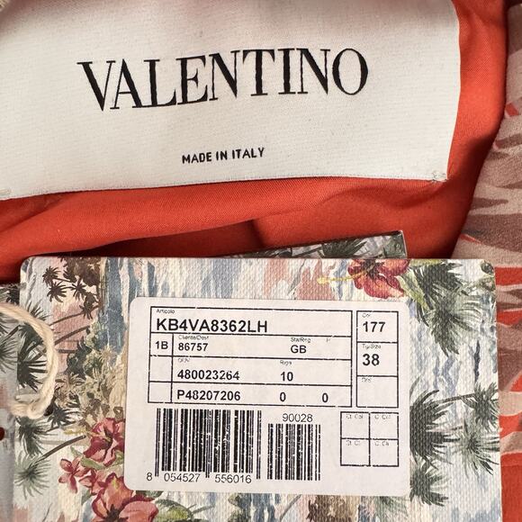 Valentino Silk Shirt Dress Red Floral Print Size IT 38 / US 2 NWT Made in Italy - Picture 12 of 15